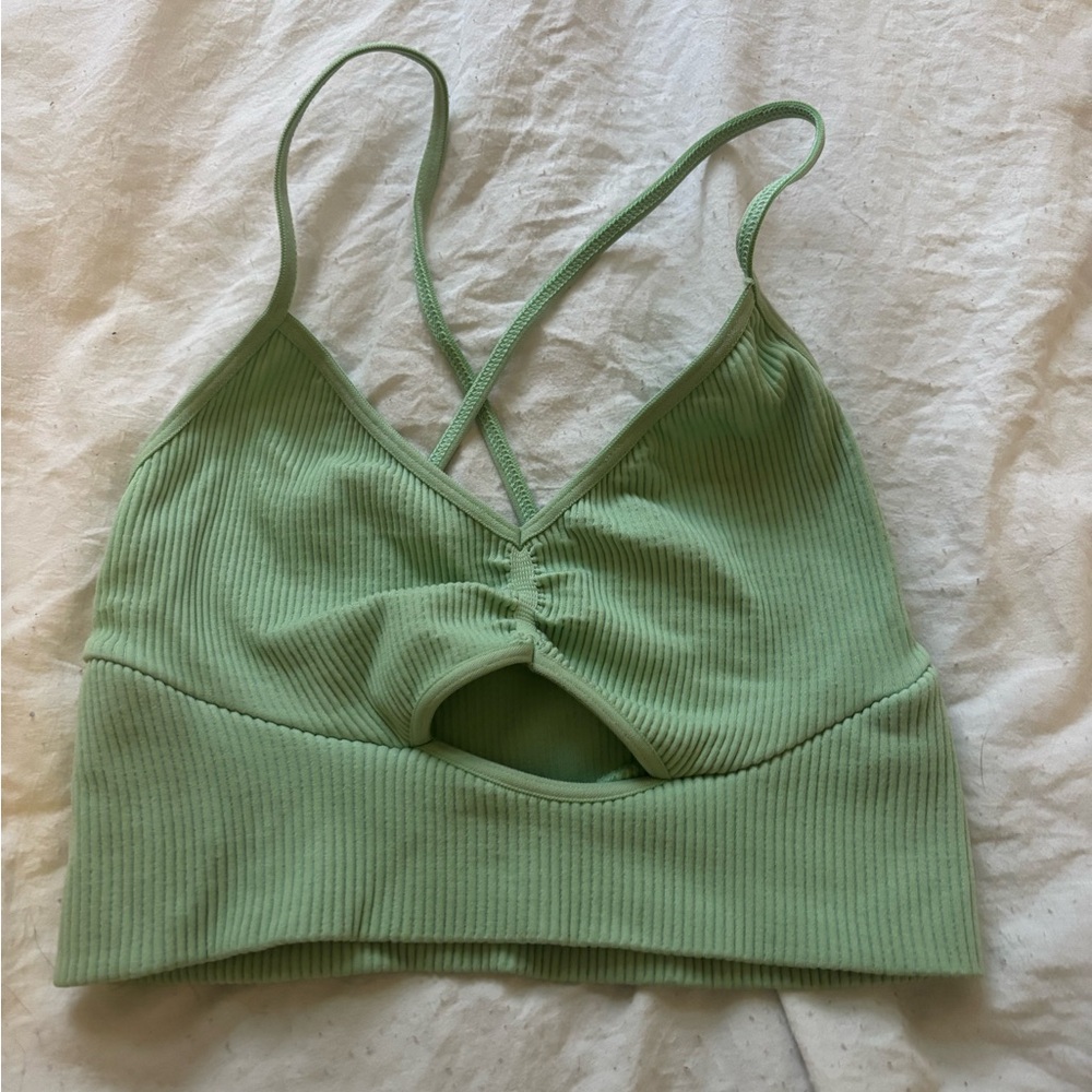 Free people Green Ribbed Bralette
